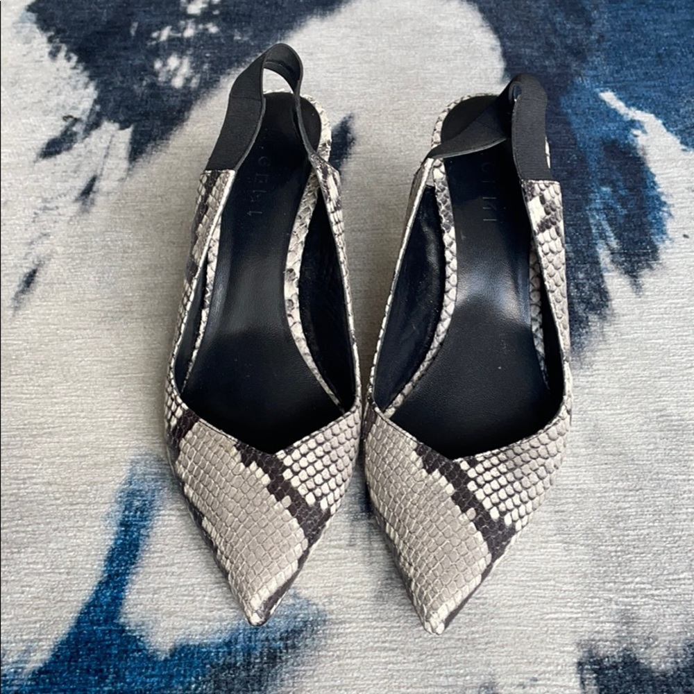Snakeskin slingbacks